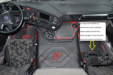 Tapis de Sol Noir/Rouge Convient pour Scania R Ab 2017 Pliant Siège Passager