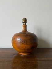 JACQUES BLIN (1920-1995) PIED DE LAMPE GRES BOMBE COUVERTE ORANGE ET NOIRE SIGNE