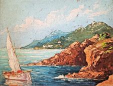 Tableau, peinture à l'huile sur isorel, Robert Giovani, l'Estérel, le Trayas.