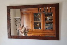 Miroir 113 cm x 72 cm x 1,2 cm avec cadre bois artisanal teinté merisier