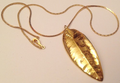 Pendentif feuille doré or - doré, a