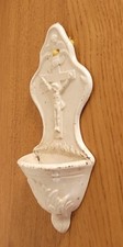 très ancien bénitier en faïence blanche de LONGWY / porcelaine anglaise