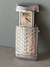 Ancienne montre mécanique rétractable de poche LUZ - Genève - Art déco - Damier