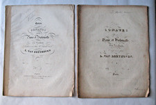 PARTITION / PAPIER VERGÉ 1832 SONATE PIANO VIOLONCELLE VIOLON OP 102 BEETHOVEN