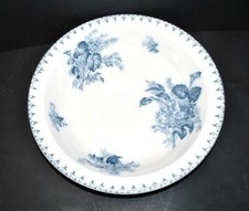 SARREGUEMINES FLORE Plat creux Saladier décor fleurs bleu U&C 28cm
