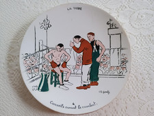 4. CONSEILS COMBAT Assiette LA BOXE F.M. made France illustrateur Charles Genty