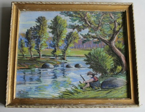 Tableau pastel signé - signé, dumont