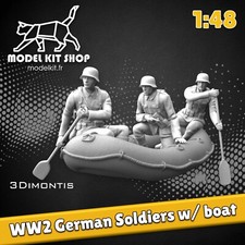 1:48 - Figurines WW2 - Soldats Allemands avec un bateau gonflable modelkit.fr