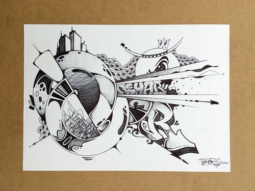 Dessin signé canvas - signé,