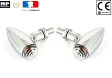 Paire de Clignotants Moto Universel Bullet En acier Chromé Homologué CE