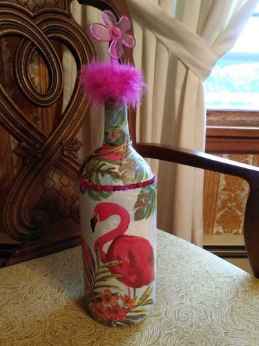 Decoupage bottle wine with - decoupage,