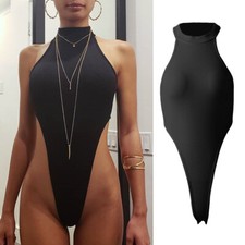 Body Sexy Sans Manches Pour Femme Débardeur À Col Licou Justaucorps String /