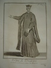 Gravure Religion Costume Religieux Prêtre de l'Oratoire de Jésus Habit ordinaire