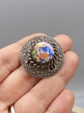 Ancienne Broche Argenté et pâte de verre Murano - France Couture Old Brooch