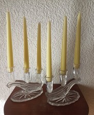 Bougeoirs chandeliers en verre cristal Vintage Déco Année 1970