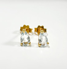 Gold and pear-shaped aquamarine 18k gold stud earrings