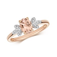 Bague Solitaire Femme Or Rose 9 k/carat et Diamant avec Morganite