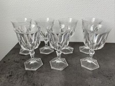 7 verres a pied cristal cisele et pied octogonal deco table Vintage