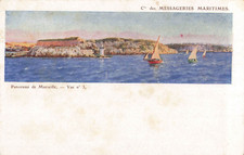 CP ILLUSTREE CIE MESSAGERIES MARITIMES PANORAMA MARSEILLE - 17292