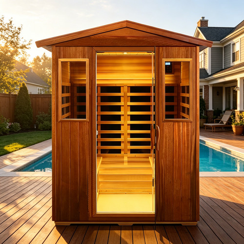 Mahogany outdoor sauna - outdoor, 4