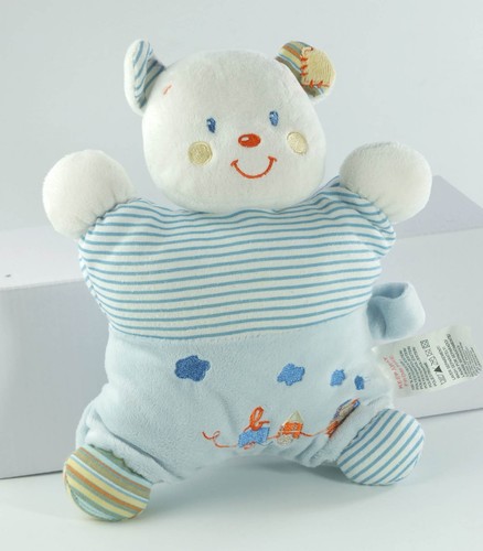 Peluche doudou ours bleu - , blanc