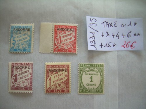 Andorre 1931 lot tp taxe - andorre,
