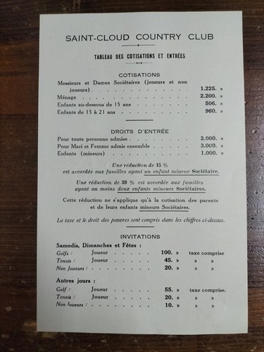 Ancien tableau des - , cotisation