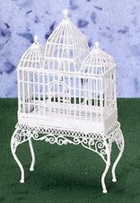 Poupées Maison Blanc Tourelle Oiseau Cage Miniature Animal Accessoire Fer Forgé