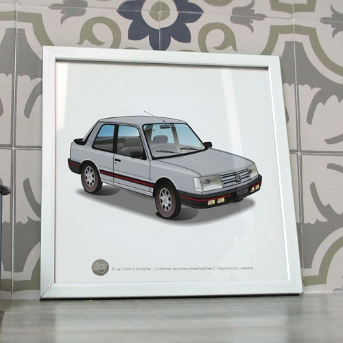 Poster peugeot 309 gti gris - poster,