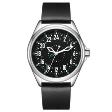 Svalbard Altitude GA31 Quartz Suisse Acier Noir Cuir Saphir 24H Homme Montre