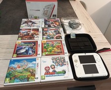 Console Nintendo 2DS Blanc & Rouge Bon État  Avec Boîte + 9 Jeux + Accessoires 