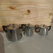 Service café cafetière/ théière pot à lait sucrier en inox SELECTA. Vintage 50's
