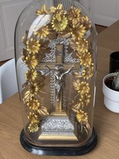 Ancien Globe De Dévotion XIXeme Napoléon III Christ En Croix Crucifix Superbe