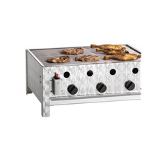 Grill inox combiné d'extérieur à gaz 3 brûleurs, 10 000 W, GAZ LIQUÉFIÉ