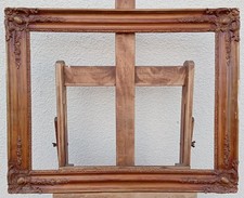 CADRE EN BOIS SCULPTE, STUC DORE EPOQUE XIXE SIECLE FEUILLURE 50 PAR 65 CM
