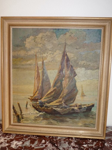 Superbe rare tableau huile - , sur