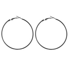 BOUCLES D'OREILLES CREOLES 60mm 6cm NOIR GRIS FONCE SANS NICKEL bijoux
