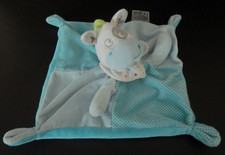 SA. DOUDOU PLAT MOTS D'ENFANTS CHEVAL BLEU BLANC VERT POIS FOULARD - BE