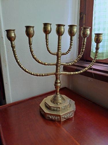 Chandelier bronze menorah - en,