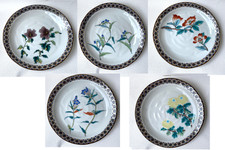 Kutani Yaki Article Japonais Sarving Plaque Plat Set 5 Kinran Komon 5flower