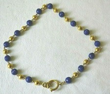 Collier Perles Bleue et Dorée