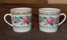A1/ ⚠️BC VINTAGE 2 TASSES CAFÉ  PORCELAINE CHINOISE DECORS FLEURIS BON ETAT ! ⚠️