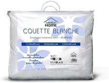 Couette 220x240 cm 2 Pers Légère 280g/m² Anti-Acariens Confort Douceur Blanc Lit