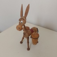 Vintage Salière Poivrière ANE en bois AVEC BOUCHONS EN LIEGE