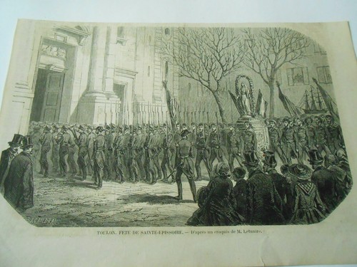 Gravure 1858 toulon fête - 1858,