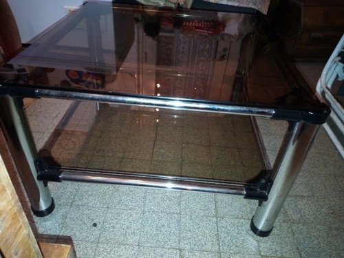 Table basse verre fumée et - table,