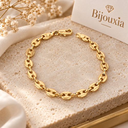 Bracelet maille grain café - bracelet,