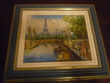 PARIS la tour Eiffel le pont Alexandre 3 huile sur toile signée BURNETT