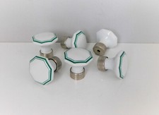 Lot 6 Ancien Bouton de Meuble Porcelaine,Octogonale,Laiton Nickelé,Poignée,Porte