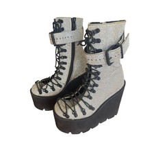 Demonia Cult crystal lace up